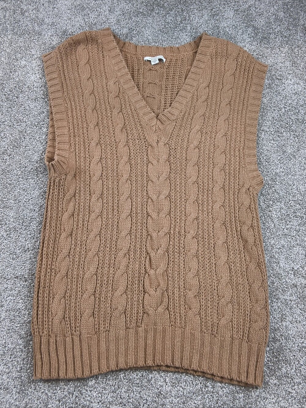 American Eagle Sweater Vest Womens Size Large Brown Cable Knit Pullover Y2K